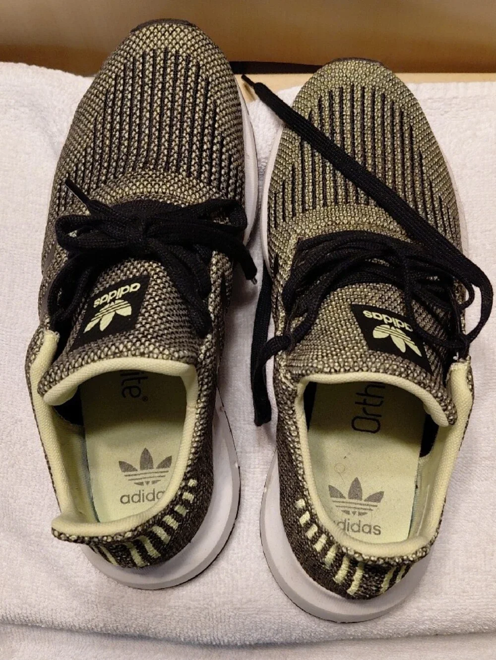 adidas Kids Knit Sneakers in Olive Green and Black
